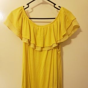 Yellow Cold Shoulder Top